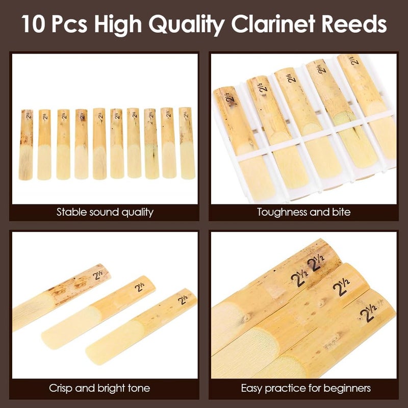 Dilwe 10 Pack of Clarinet Reeds, Plastic B-Flat Strength 2.5 Clarinet Reeds with Plastic Case - Image 4
